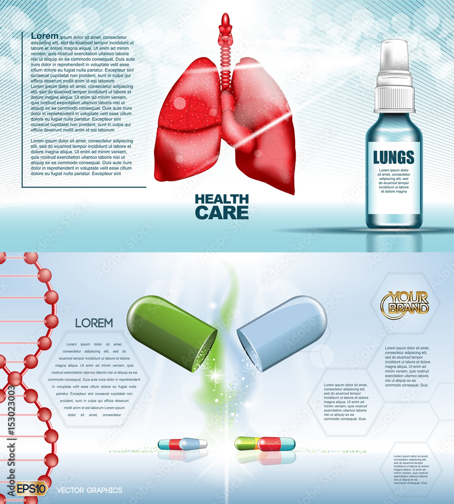 Digital vector red medicine lungs structure infographics of respiratory