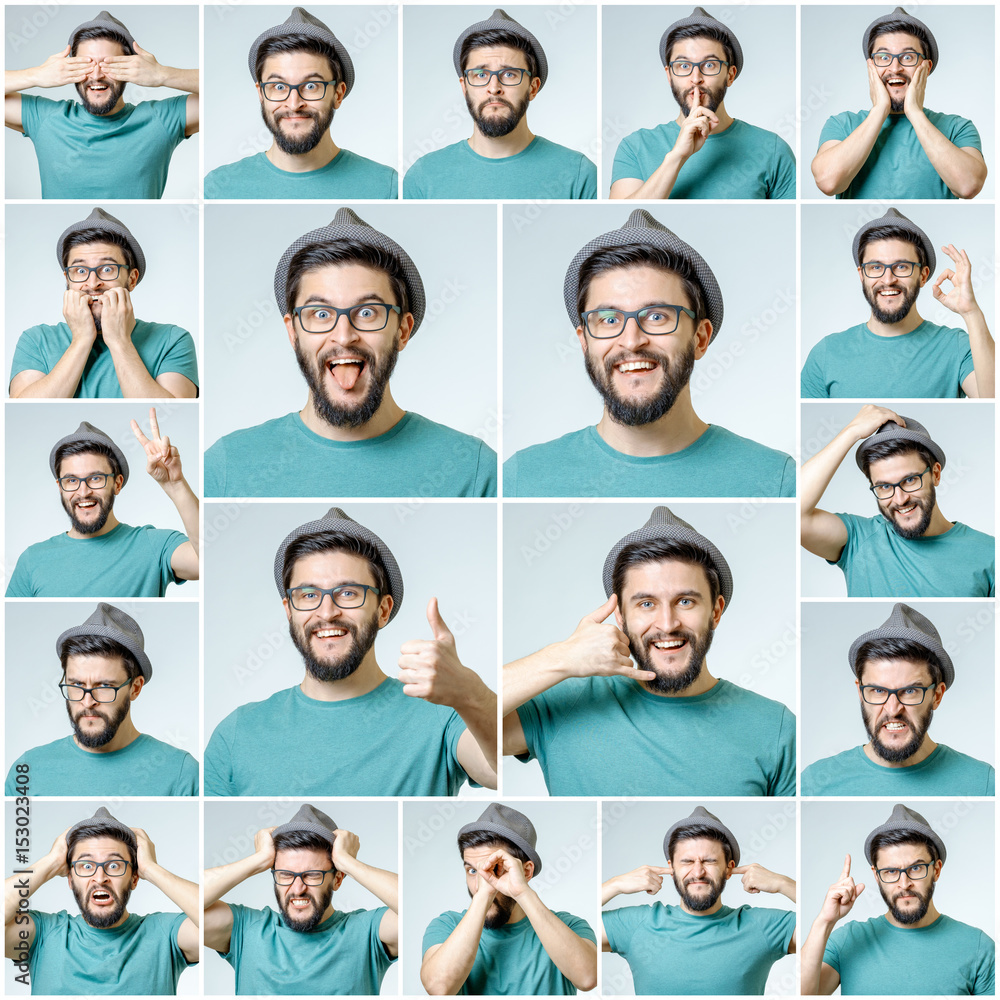 Set of handsome emotional man Set of handsome emotional man