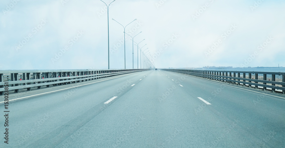 empty highway going through marine waters