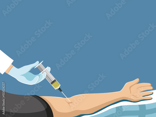 Patient's hand and syringe.