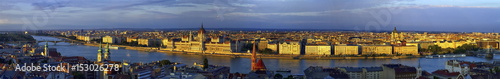 Aerial panoramic view of Danube and Budapest city, Hungary