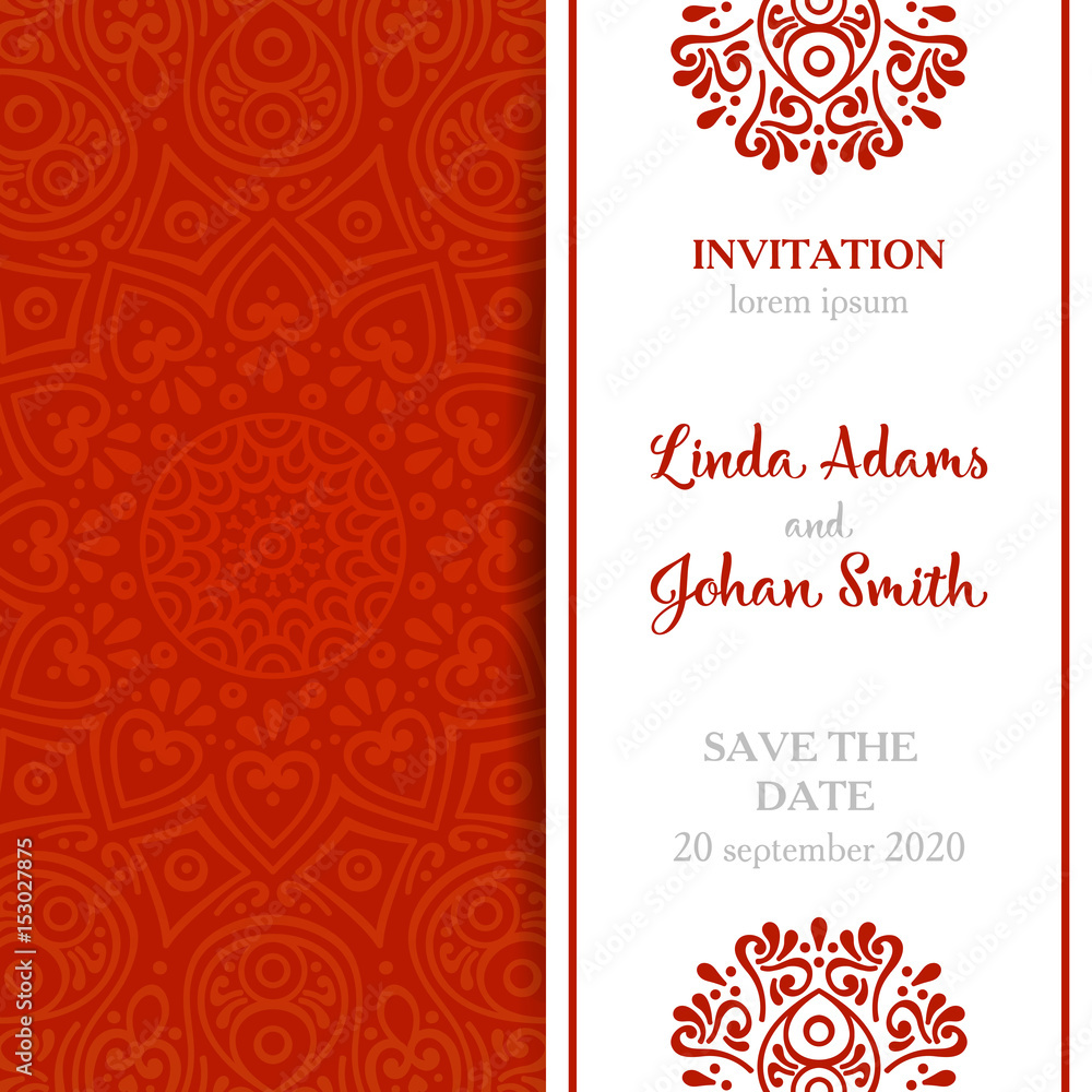Vector luxury wedding invitation with mandala