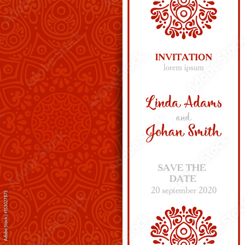 Vector luxury wedding invitation with mandala