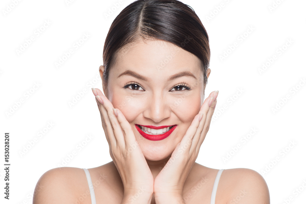 Beautiful asian face with glamour bright makeup Beautiful asian face with glamour bright makeup