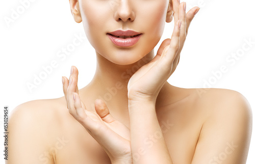 Skin Care Beauty, Woman Face Lips and Hands Skincare, Natural Clean Makeup
