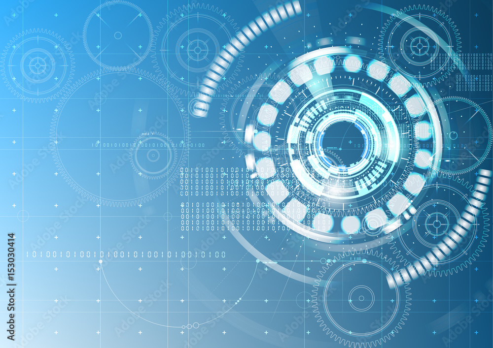 Technological abstract digital blueprint interface modern gear background vector Technological abstract digital blueprint interface modern gear background vector