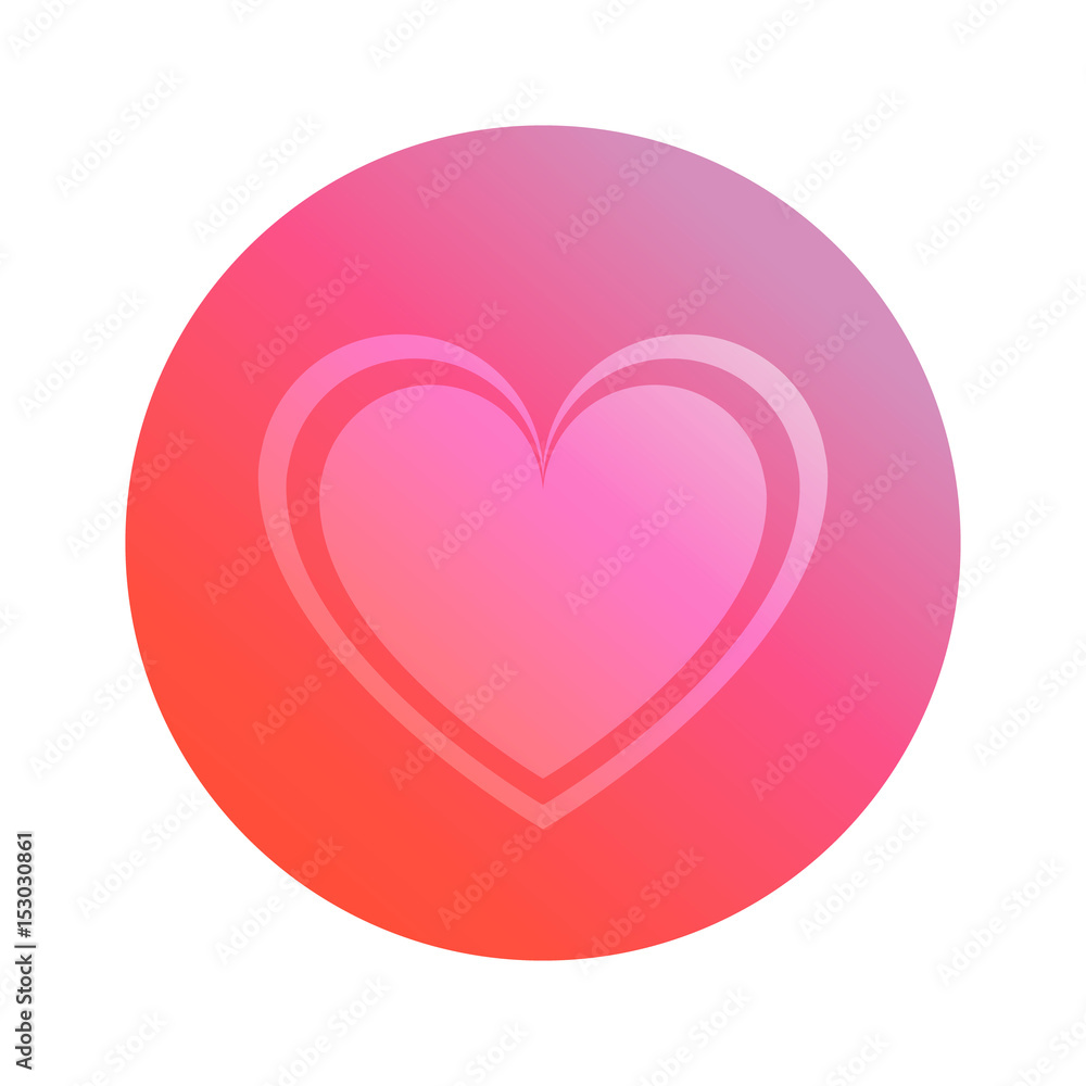 Icon with a heart on a pink and red background