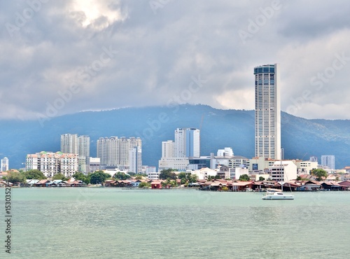 View of George Town, the capital city of the Malaysian state of Penang, is located at the northeastern tip of Penang Island, Malaysia. 