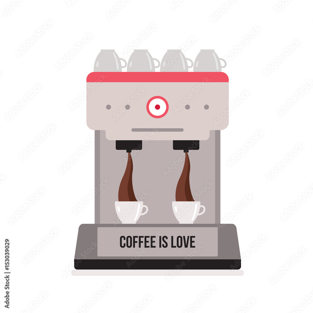 Coffee machine isolated on white background Flat design Coffee machine isolated on white background Flat design