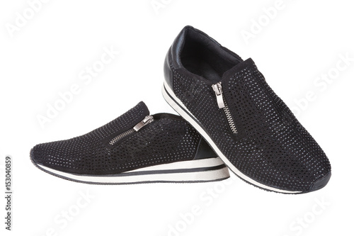 Black sneakers with rhinestones