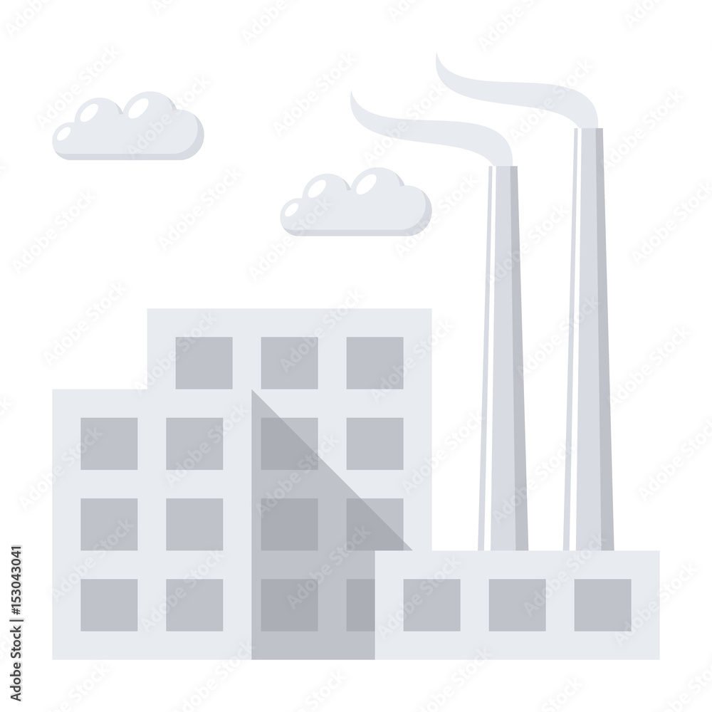 Naklejka premium Industry concept with industrial building factory, vector illustration in flat style