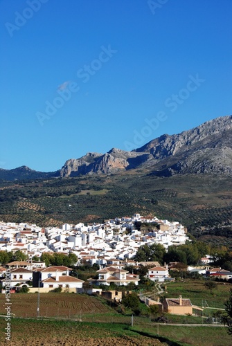 View of the white village and surrounding countryside, El Burgo, Spain.