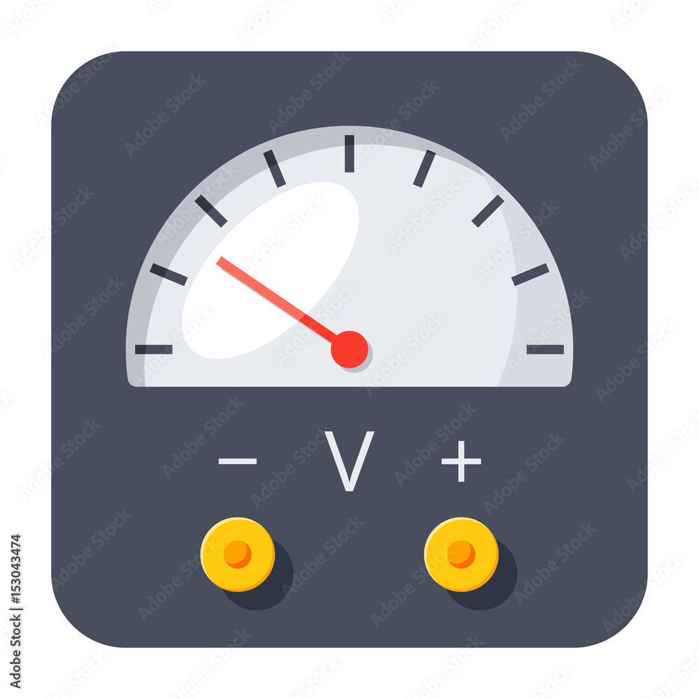 Physics concept with voltmeter, vector illustration in flat style Physics concept with voltmeter, vector illustration in flat style