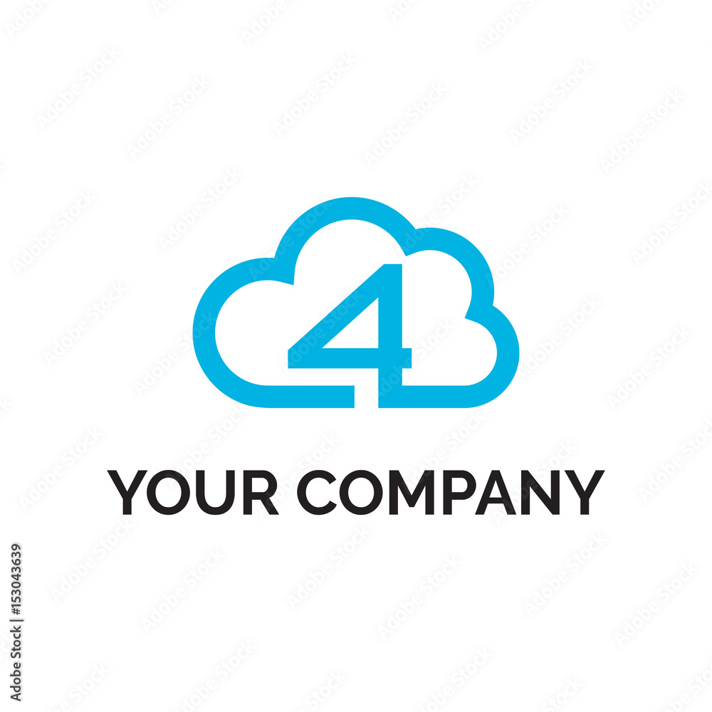 number 4 cloud line logo vector number 4 cloud line logo vector