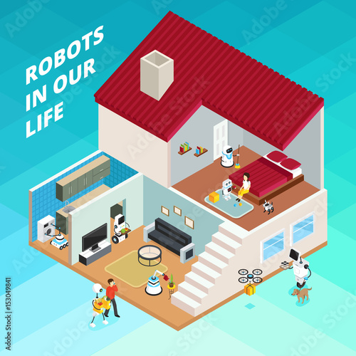 Robots Isometric Illustration