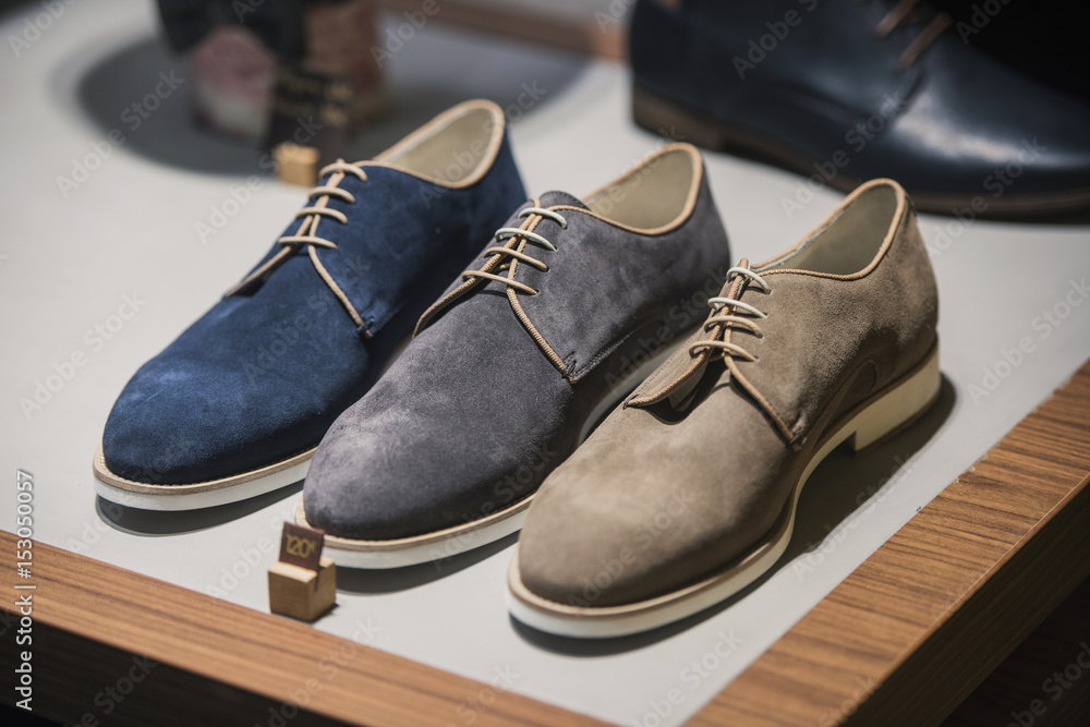 Men shoes in a store in Paris. Men shoes in a store in Paris.