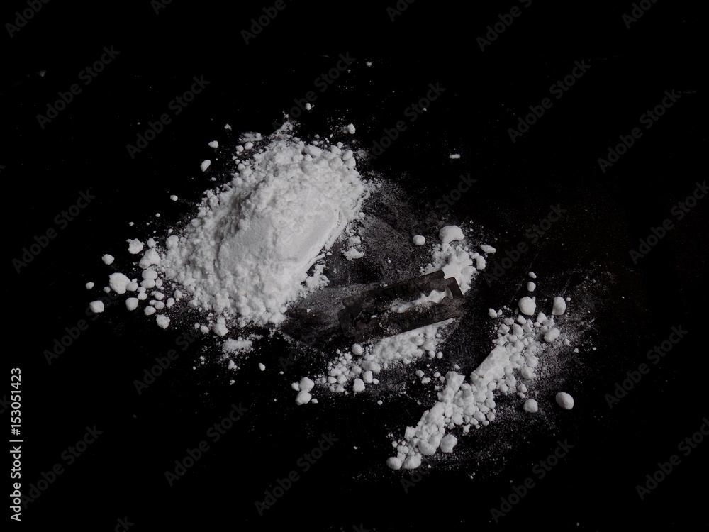 Cocaine drug powder pile and lines Cocaine drug powder pile and lines