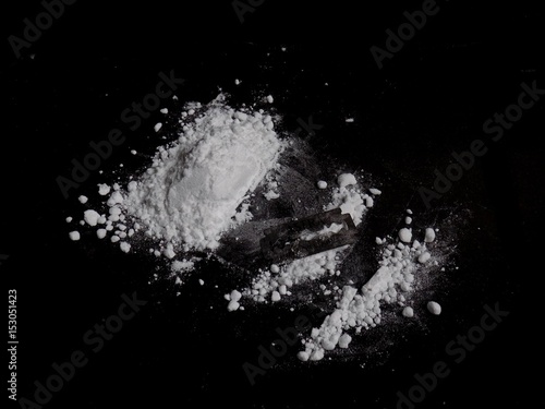 Cocaine drug powder pile and lines