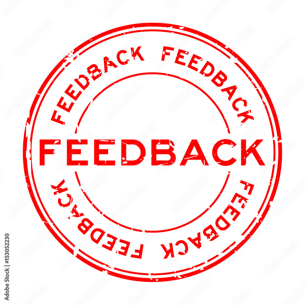 Grunge red feed back round rubber seal stamp on white background Grunge red feed back round rubber seal stamp on white background