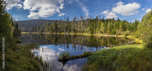 Fototapeta Naklejka Na Ścianę i Meble -  The lake Laka in Sumava mountains.