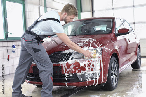 Man cleaning car at car wash