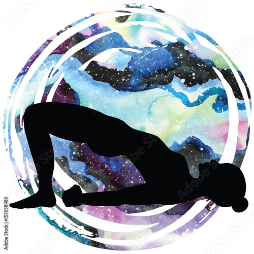 Women silhouette. Bridge Yoga Pose. Setu Bandha Sarvangasana