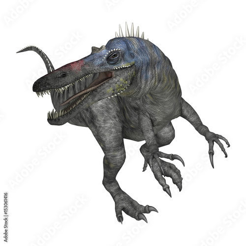 3D Rendering Dinosaur Suchomimus on White