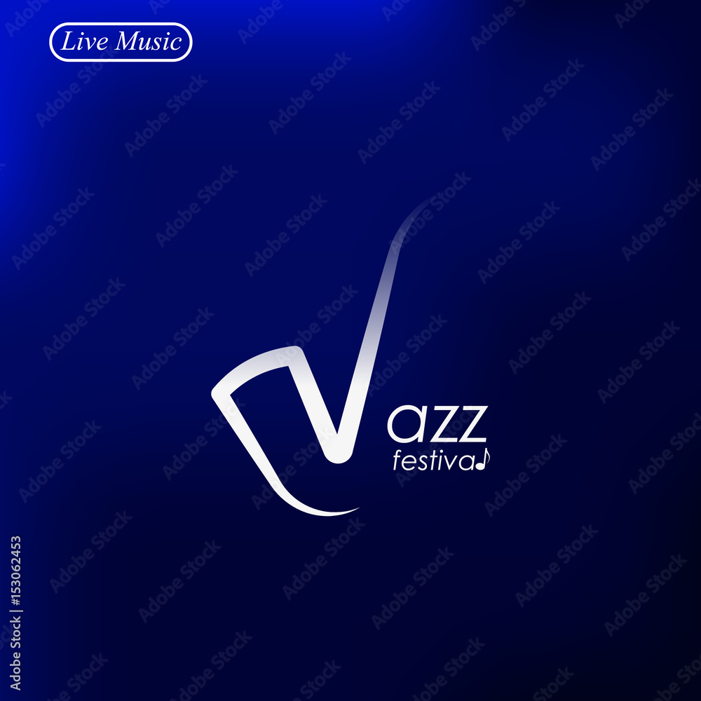 Fototapeta premium Jazz festival vector logo isolated on blue background.