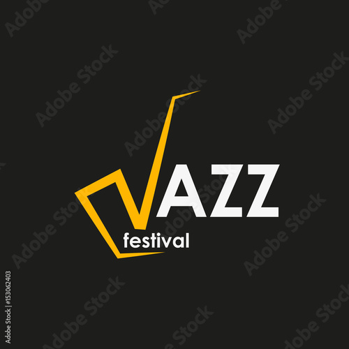 Jazz festival vector logo isolated on black background.