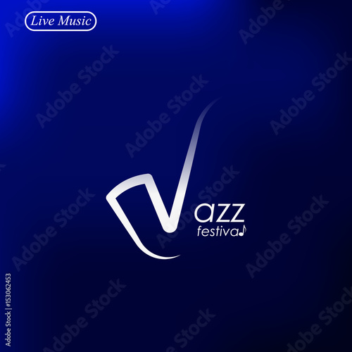 Photography Jazz festival vector logo isolated on blue background.