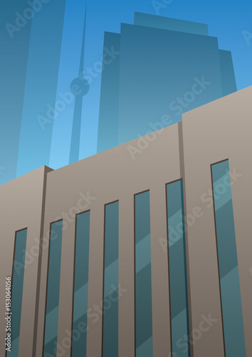 Art Deco Building / Cartoon building in Art Deco style. 