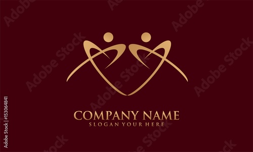 human abstract heart family logo
