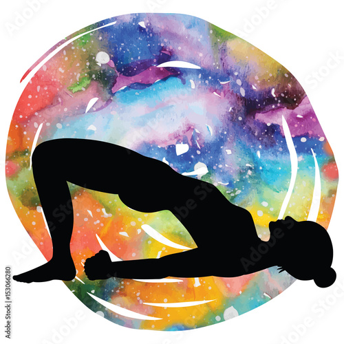 Women silhouette. Bridge Yoga Pose. Setu Bandha Sarvangasana