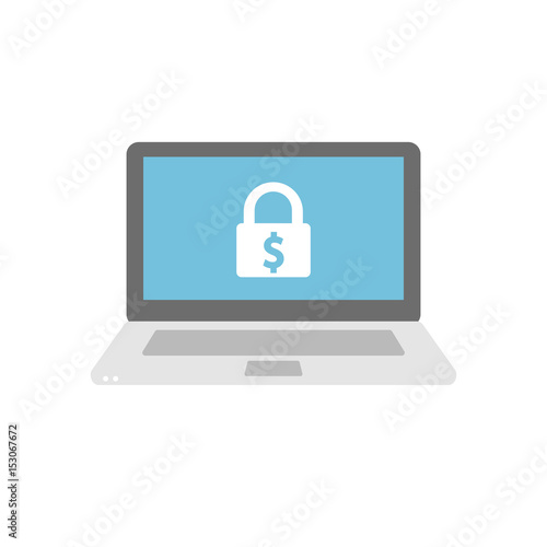 Laptop with lock ransomware vector 