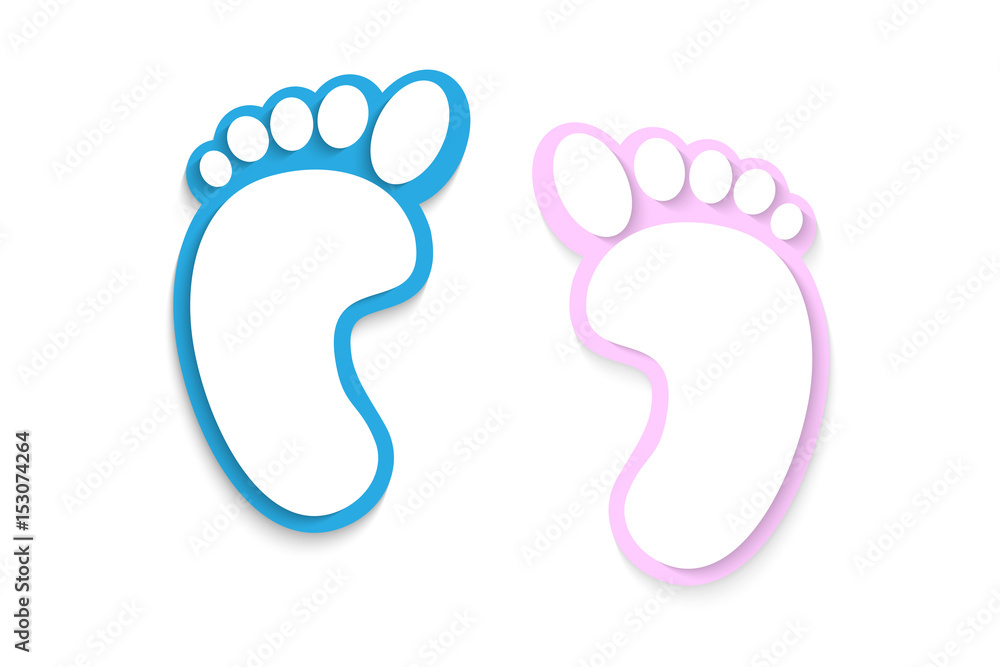 Feet, prints foots on a white background Feet, prints foots on a white background
