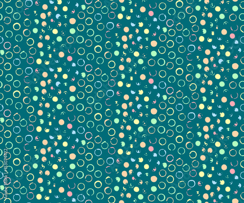 Vector seamless pattern. Geometric ornament. Cute spot background.Traces of the brush. Colorful design. Abstract backdrop. Ideal for banners, wrapping paper, textile, fabric, cover, print, wallpaper.