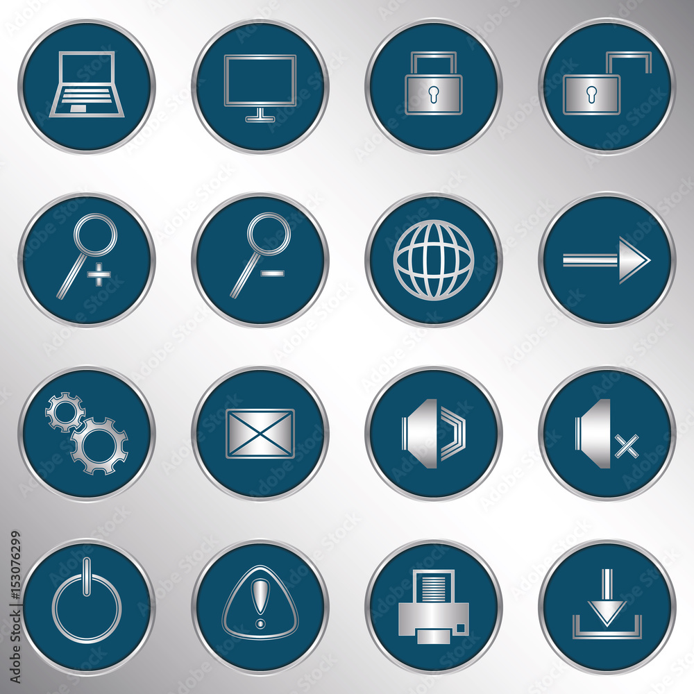 Computer icons. Vector buttons Computer icons. Vector buttons