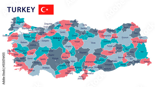 Turkey - map and flag – illustration