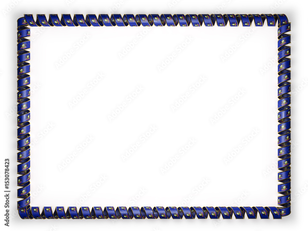 Frame and border of ribbon with the state Pennsylvania flag, USA, edging from the golden rope. 3d illustration Frame and border of ribbon with the state Pennsylvania flag, USA, edging from the golden rope. 3d illustration