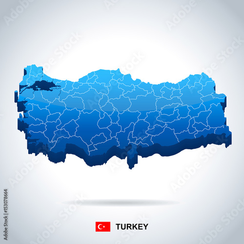 Turkey - map and flag – illustration