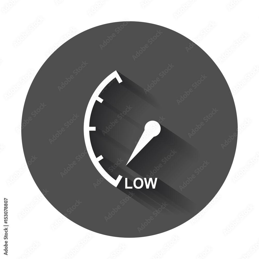 Speedometer, tachometer, fuel low level icon. Flat vector illustration with long shadow. Speedometer, tachometer, fuel low level icon. Flat vector illustration with long shadow.