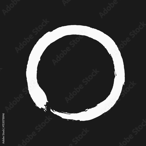 Round Zen sign painted with a rough brush.