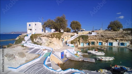 Small village Mandrakia on the Island of Milos in Greece.