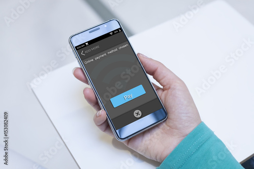 Online payment by smartphone concept. 