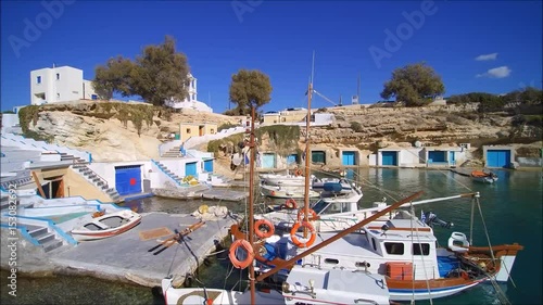 Small fishing village Mandrakia on the Island of Milos in Greece.