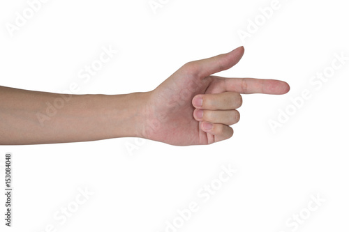 Wallpaper Mural man hand pointing isolated with white background Torontodigital.ca