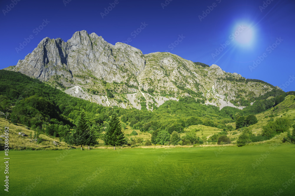 View of a detail of Apuan Alps in Italy.