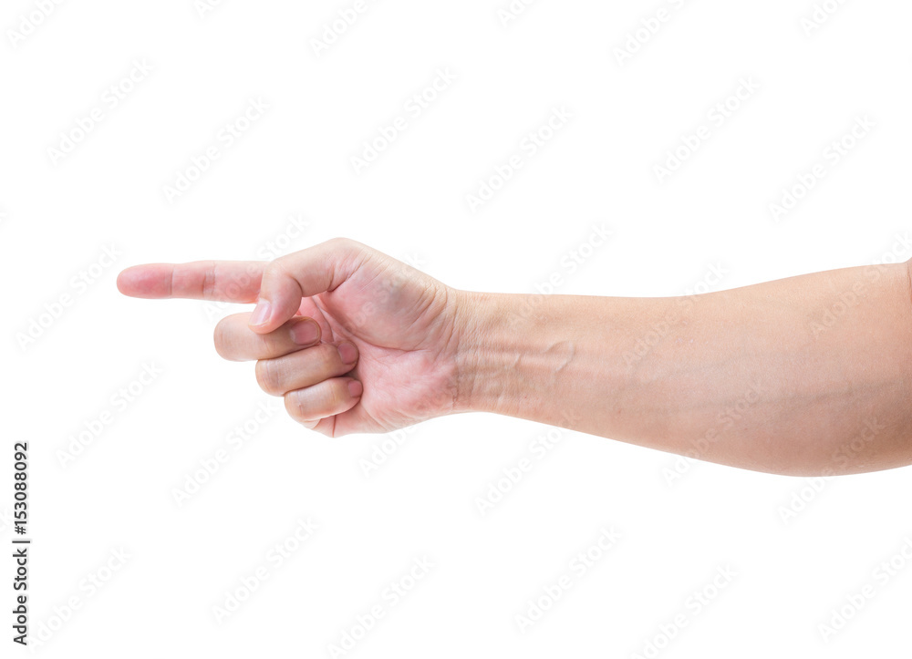 Man hand pointing isolated on white background. clipping path Man hand pointing isolated on white background. clipping path