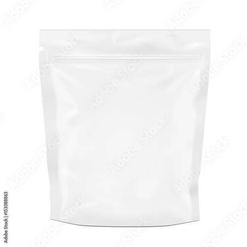 White Blank Sealed Foil Food Pouch Bag Pack Vector EPS10