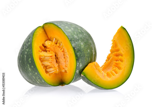 Tablou pe pânză Green pumpkin isolated on white background